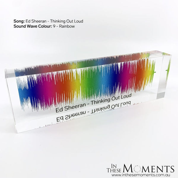 Acrylic Sound Wave Block Personalised Rainbow