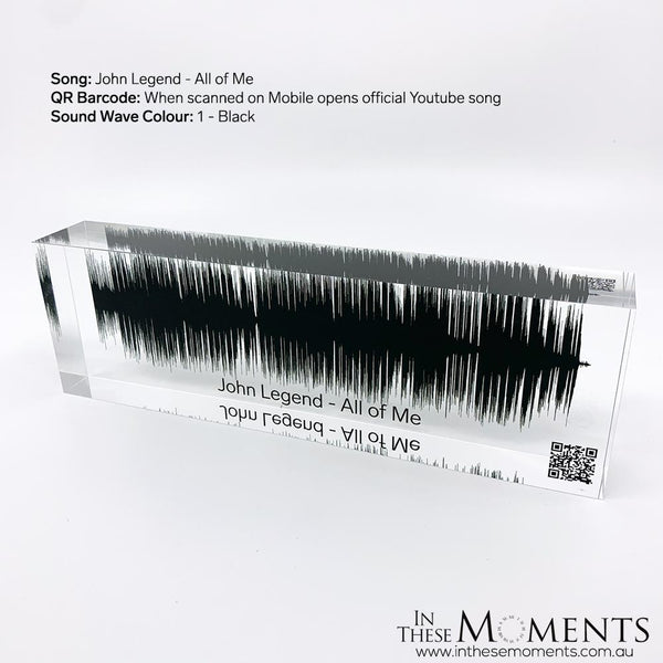 Acrylic Sound Wave Block Personalised Black