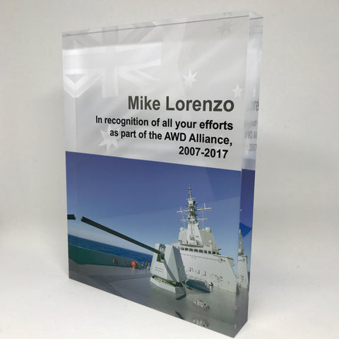 Australian Corporate Award acrylic photo block