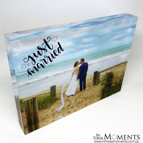 Just married acrylic photo block print