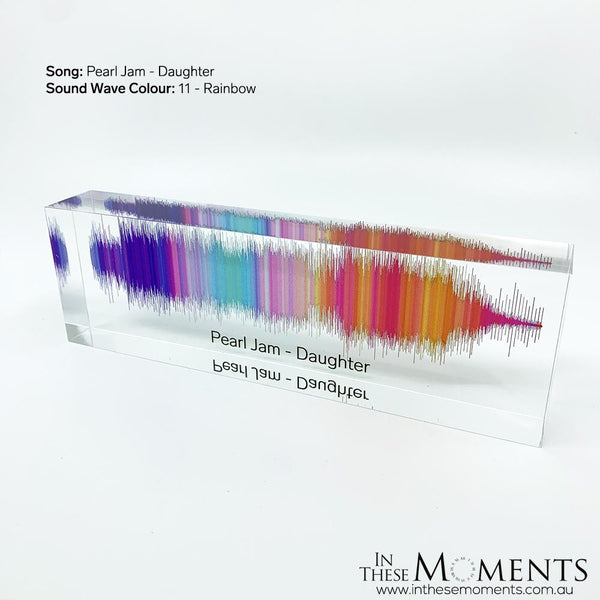 Acrylic Sound Wave Block Personalised Rainbow